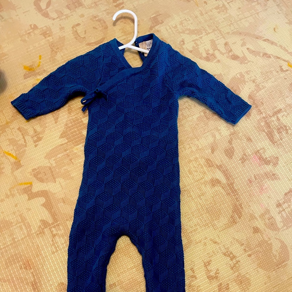 Blue maniere cable knit footie